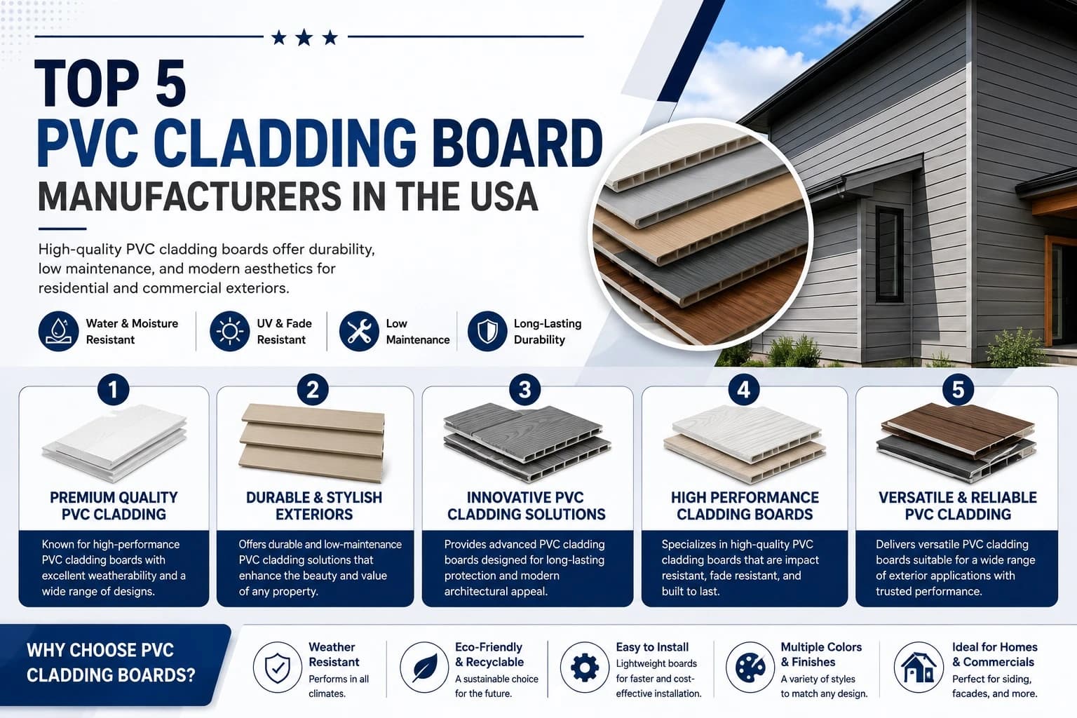Top 5 PVC Cladding Board Manufacturers in the USA